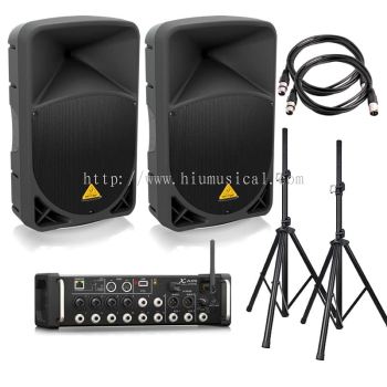 Live Band Portable Sound System Package with 2 Behringer Eurolive B115D Speakers and X Air XR12 Digi