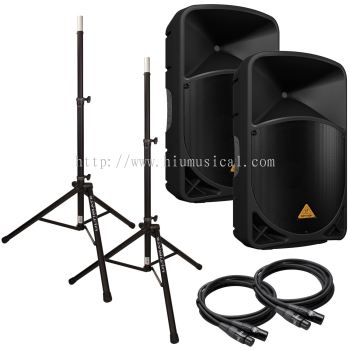 Behringer B115D 15 Inch Powered Speakers PA Package