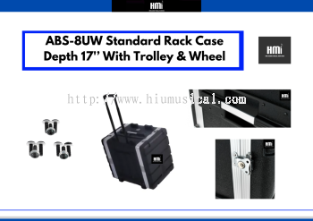 ABS-8UW Standard Rack Case Depth 17'’ With Trolley & Wheel