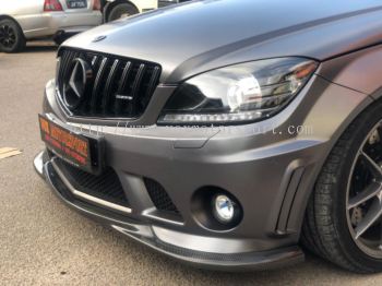 mercedes benz w204 front lip add on for c63 front bumper performance look real carbon Material new set 