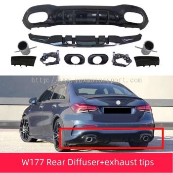2018 2019 2020 2021 mercedes benz v177 sedan a class rear diffuser amg line a35 style for v177 amg line sedan replace upgrade performance look gloss black pp material new set