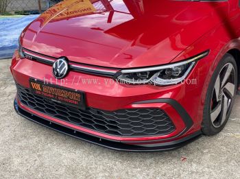volkswagen golf mk8 gti  front lip diffuser maxton style gloss black abs material fit add on upgrade performance new look new set