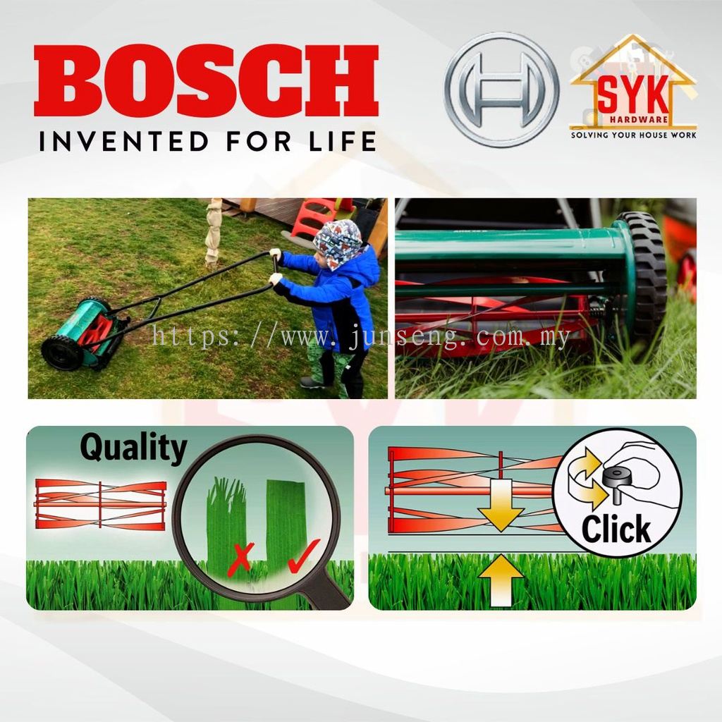 Bosch Home & Garden Manual Hand Push Cylinder Lawn Mower, 38 cm