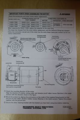 MITSUBISHI (IMZ) PJR511T002 100W (1PH/50/60HZ)(C/W 5UF CAP.)MOTOR FOR FDUM90KXE6(OLD P/N:SSA511T223)