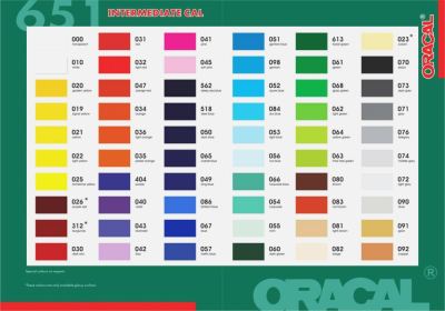 Oracal 651 series color chart