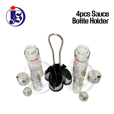 4Pcs Sauce Holder Cruet Set Glass