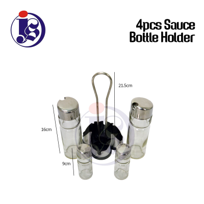 4Pcs Sauce Holder Cruet Set Glass