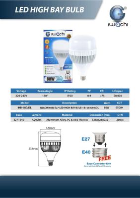 Iwachi 80W LED Highbay Bulb II E27 - Description