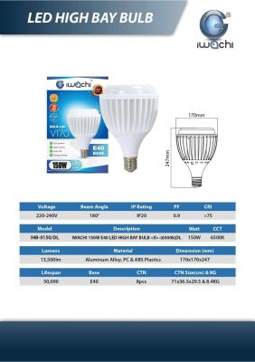 Iwachi 150W LED Highbay Bulb II E27 - Description